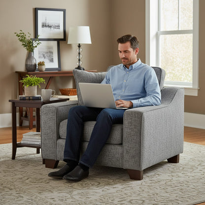 Nebraska Slate Grey Fabric Armchair