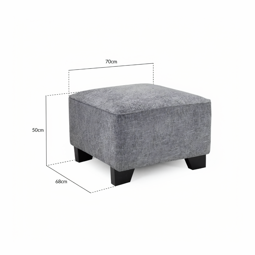 Nebraska Slate Grey Fabric Footstool