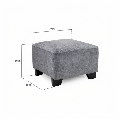 Nebraska Slate Grey Fabric Footstool