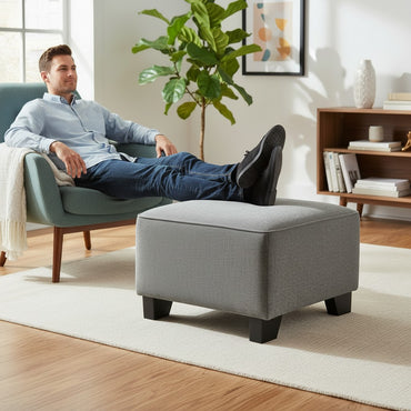 Nebraska Slate Grey Fabric Footstool