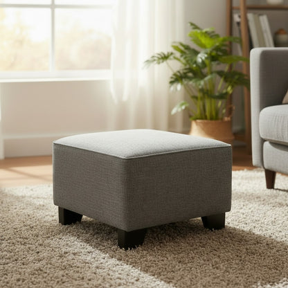 Nebraska Slate Grey Fabric Footstool