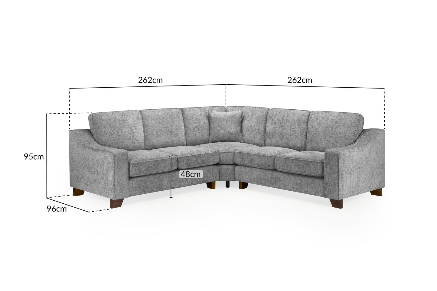 Nebraska Slate Grey Fabric Large Corner Sofa