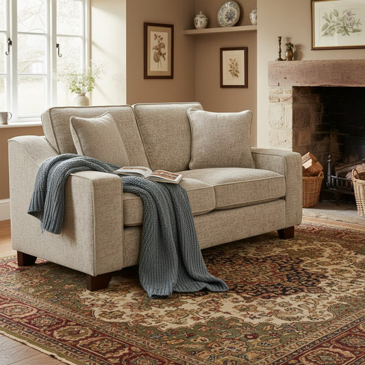 Nebraska Stone Beige Fabric 2 Seater Sofa