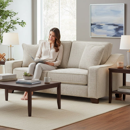 Nebraska Stone Beige Fabric 3 Seater Sofa