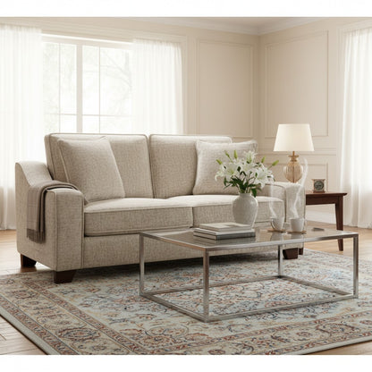 Nebraska Stone Beige Fabric 3 Seater Sofa