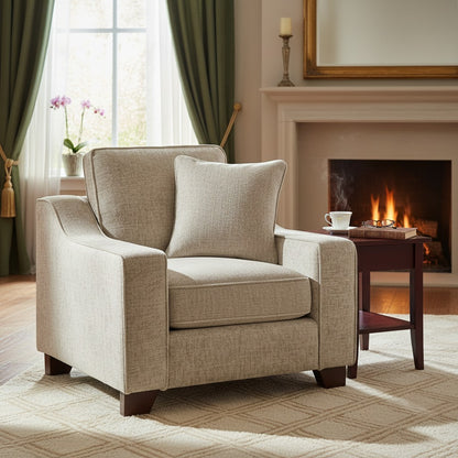 Nebraska Stone Beige Fabric Armchair
