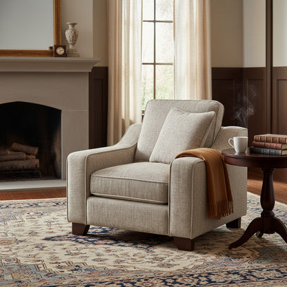 Nebraska Stone Beige Fabric Armchair