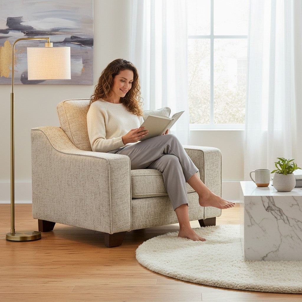 Nebraska Stone Beige Fabric Armchair