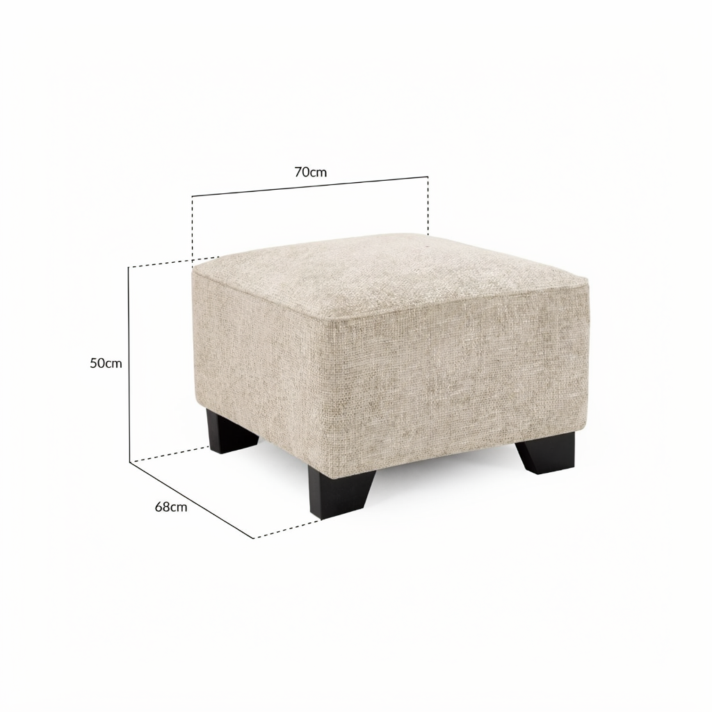 Nebraska Stone Beige Fabric Footstool