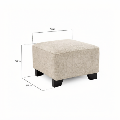 Nebraska Stone Beige Fabric Footstool