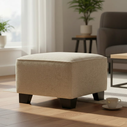 Nebraska Stone Beige Fabric Footstool