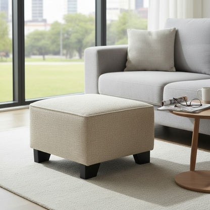 Nebraska Stone Beige Fabric Footstool