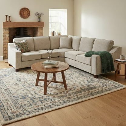 Nebraska Stone Beige Fabric Large Corner Sofa