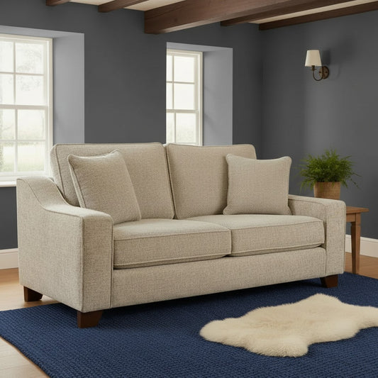 Nebraska Stone Beige Fabric 3 Seater Sofa