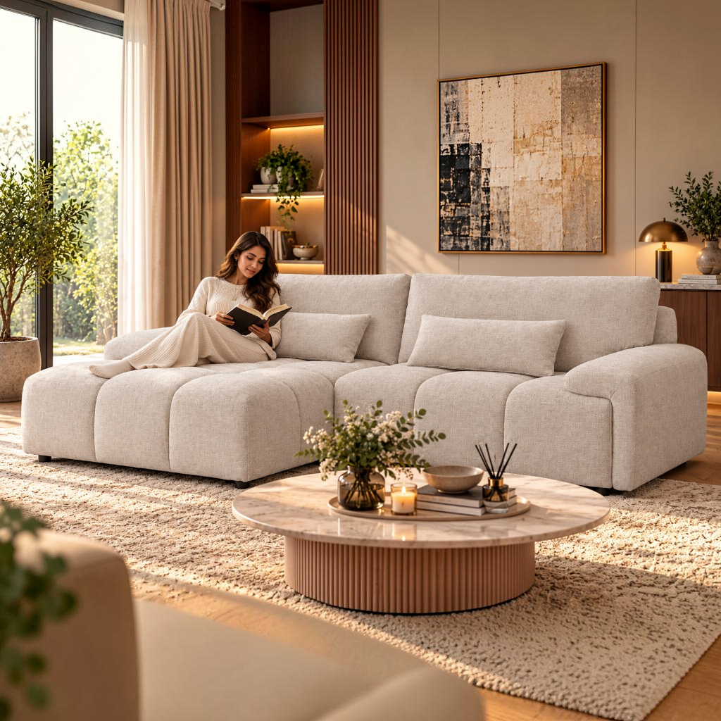 Oakham Grey Fabric Universal Corner Sofa