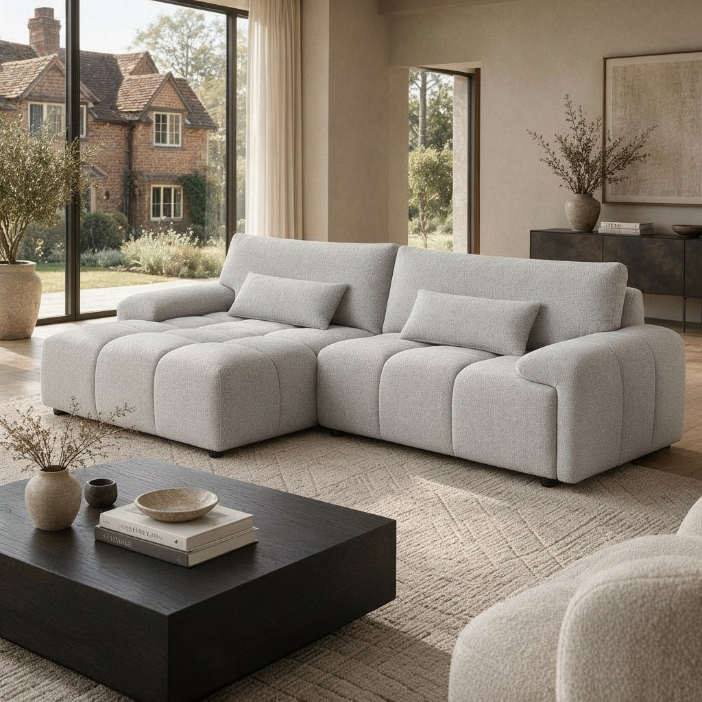 Oakham Grey Fabric Universal Corner Sofa