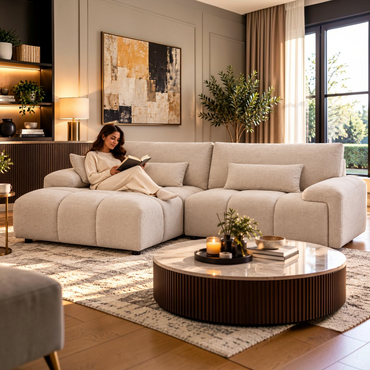 Oakham Mocha Brown Fabric Universal Corner Sofa