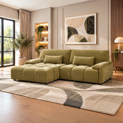 Oakham Olive Green Fabric Universal Corner Sofa