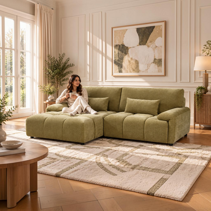 Oakham Olive Green Fabric Universal Corner Sofa