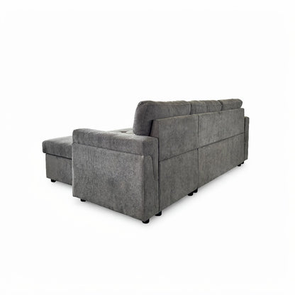 Omniya Sofabed Grey Fabric Universal Storage Corner Sofa