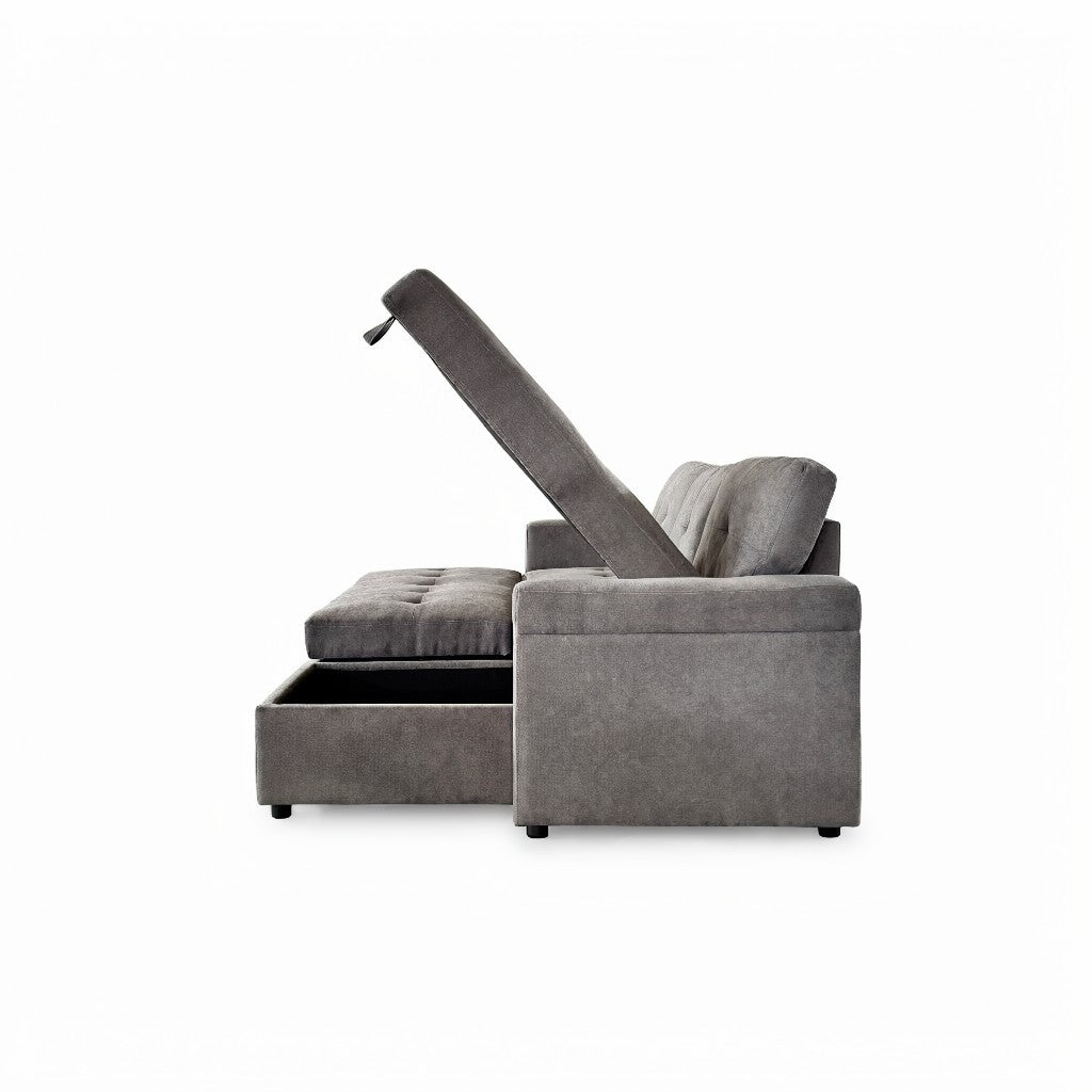 Omniya Sofabed Grey Fabric Universal Storage Corner Sofa
