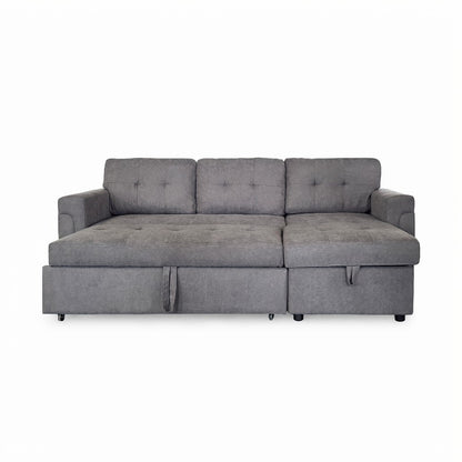 Omniya Sofabed Grey Fabric Universal Storage Corner Sofa