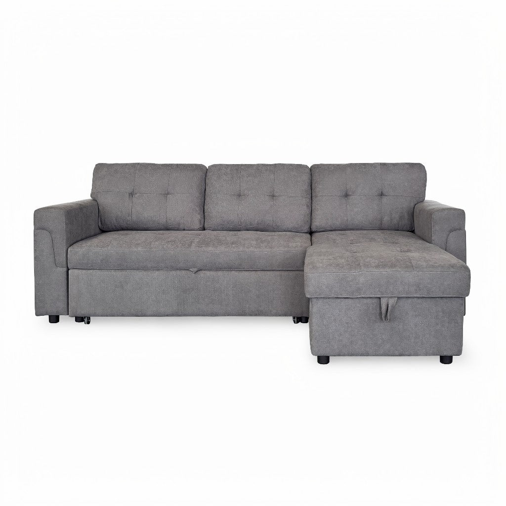 Omniya Sofabed Grey Fabric Universal Storage Corner Sofa