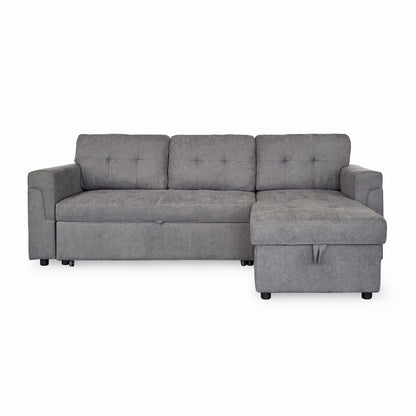 Omniya Sofabed Grey Fabric Universal Storage Corner Sofa