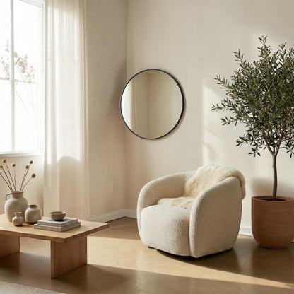 Orbit 80cm Round Classic Modern Design Wall Mirror With Black Aluminium Frame