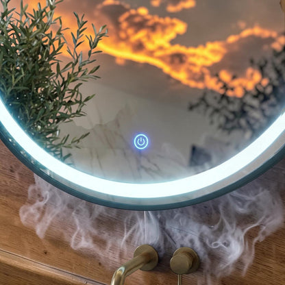 Orbit 80cm Round LED Wall Mirror With Black Aluminium Frame