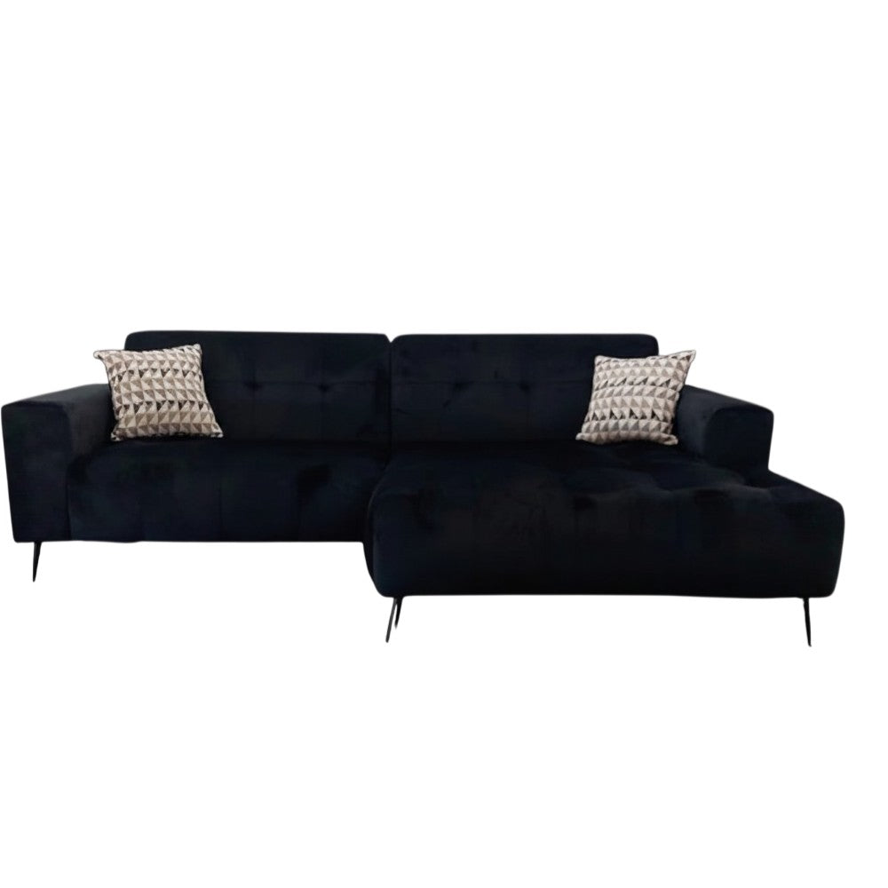 Oslo Open 2 Piece Plan Sofa In Silver Grey Velvet Fabric