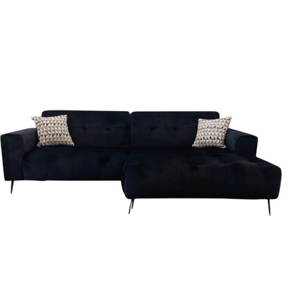 Oslo Open 2 Piece Plan Sofa In Silver Grey Velvet Fabric
