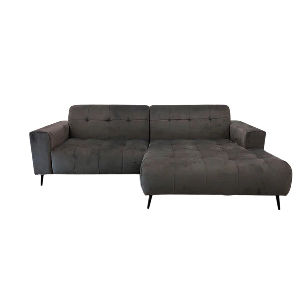 Oslo Open 2 Piece Plan Sofa In Silver Grey Velvet Fabric