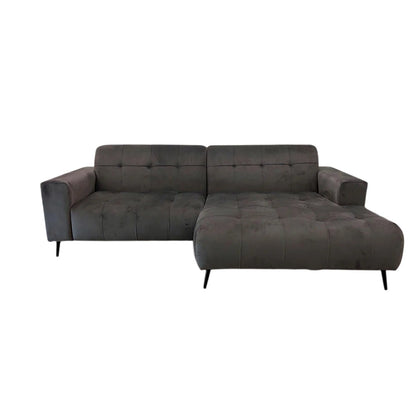 Oslo Open 2 Piece Plan Sofa In Silver Grey Velvet Fabric