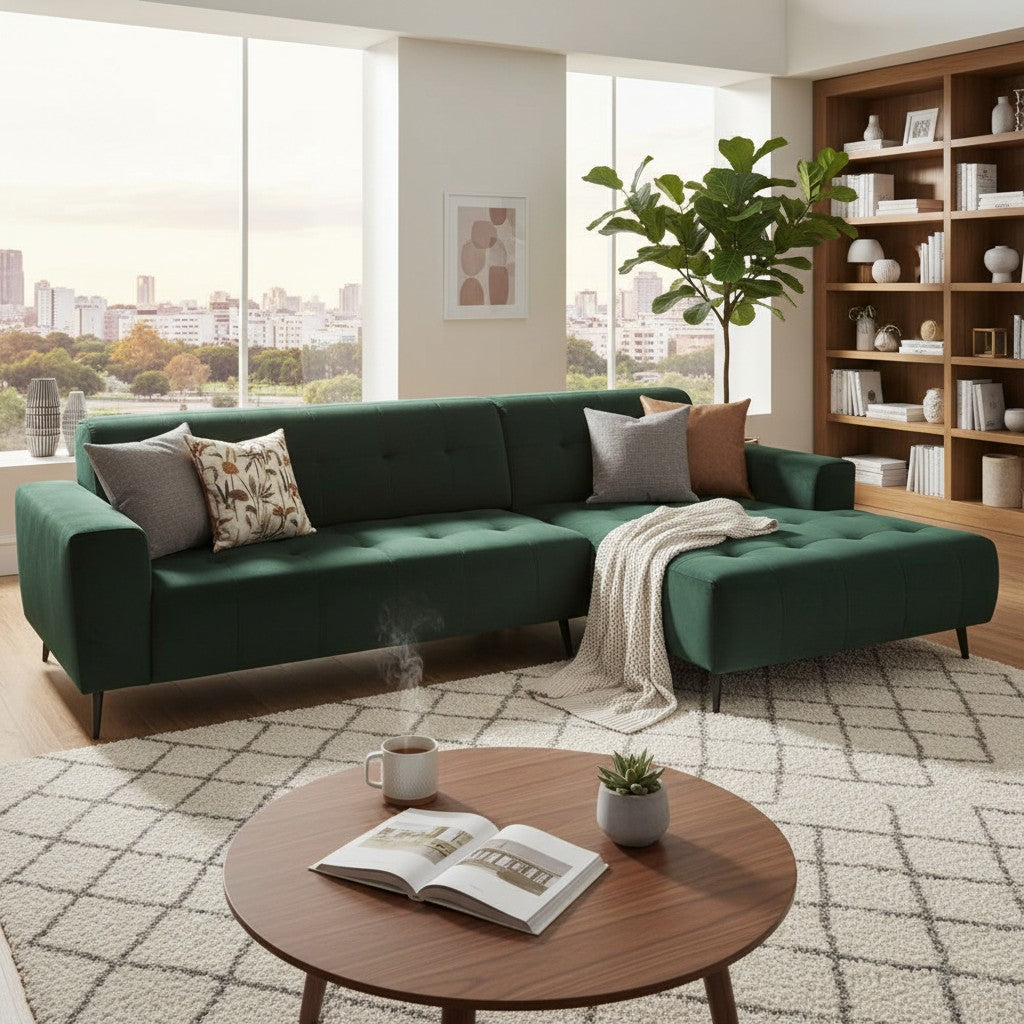 Oslo Open 2 Piece Plan Sofa In Silver Grey Velvet Fabric