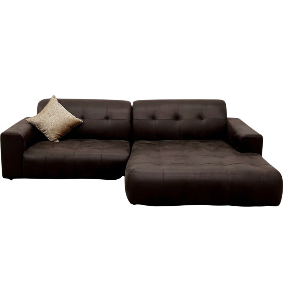 Oslo Open 2 Piece Plan Sofa In Silver Grey Velvet Fabric