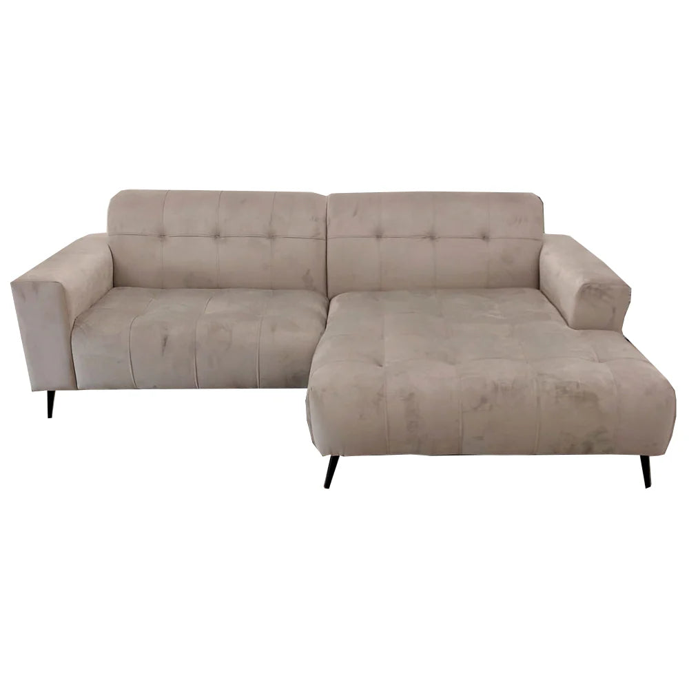 Oslo Open 2 Piece Plan Sofa In Silver Grey Velvet Fabric