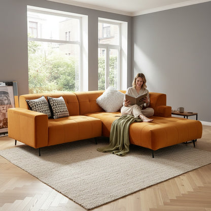 Oslo Open 2 Piece Plan Sofa In Silver Grey Velvet Fabric