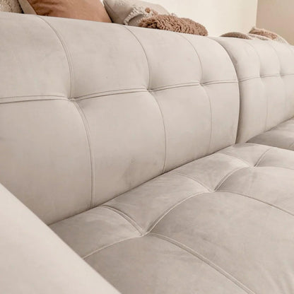 Oslo Open 2 Piece Plan Sofa In Silver Grey Velvet Fabric
