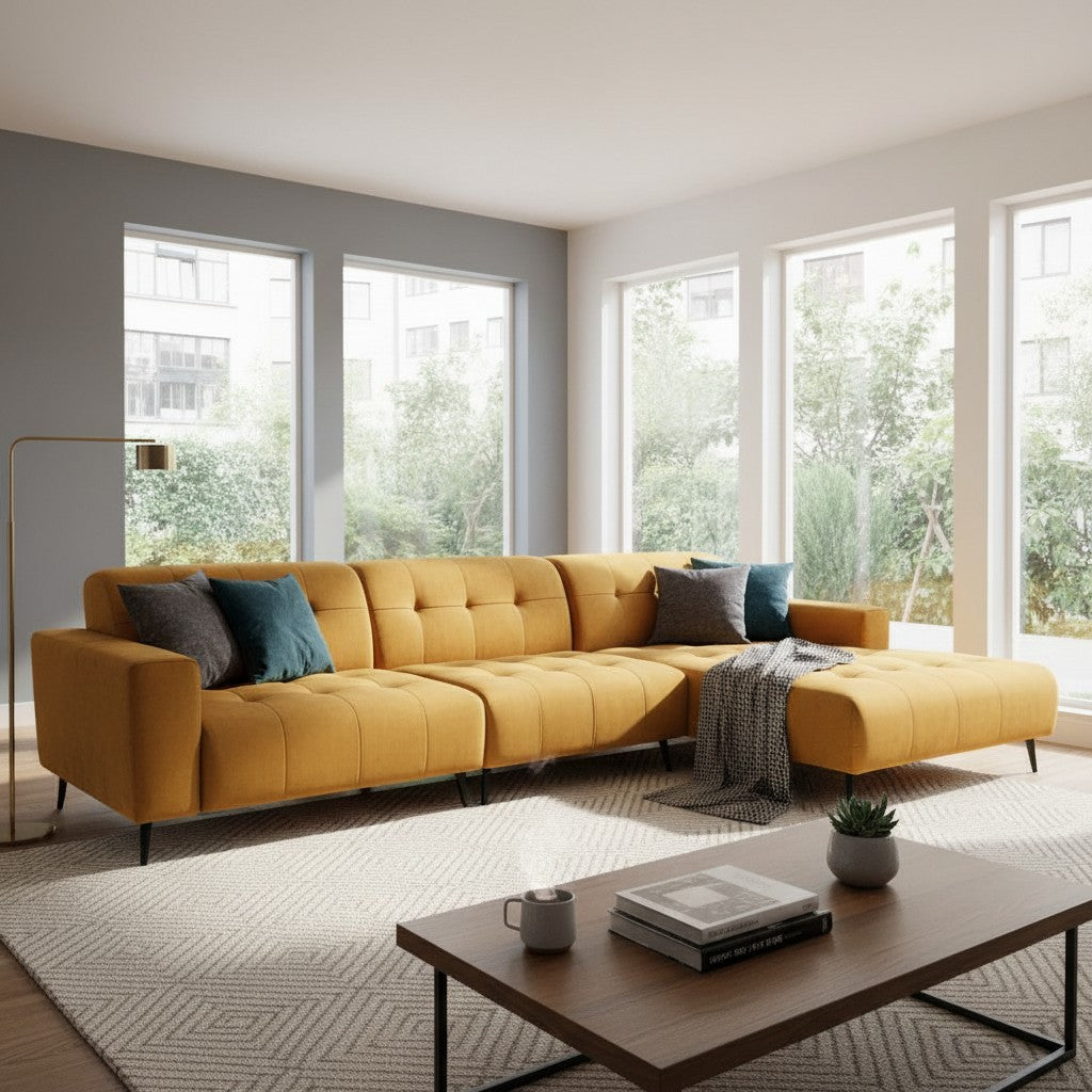 Oslo Open 3 Piece Plan Sofa In Burnt Orange Velvet Fabric