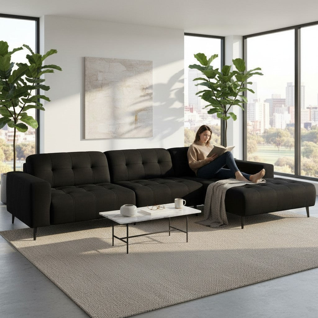 Oslo Open 3 Piece Plan Sofa In Burnt Orange Velvet Fabric