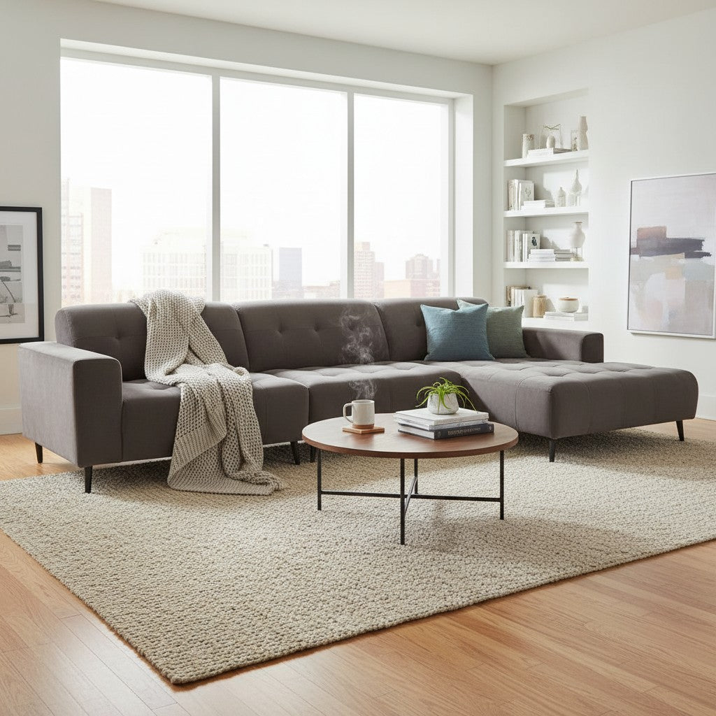 Oslo Open 3 Piece Plan Sofa In Burnt Orange Velvet Fabric