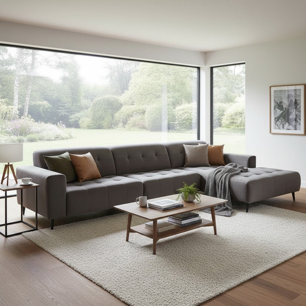 Oslo Open 3 Piece Plan Sofa In Burnt Orange Velvet Fabric