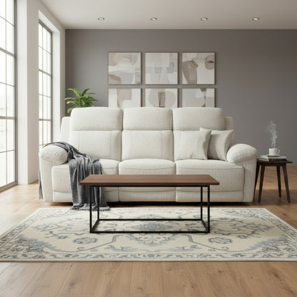 Owen Electric Recliner Beige Fabric 3 Seater Sofa