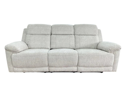 Owen Electric Recliner Beige Fabric 3 Seater Sofa