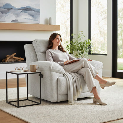 Owen Electric Recliner Beige Fabric Armchair