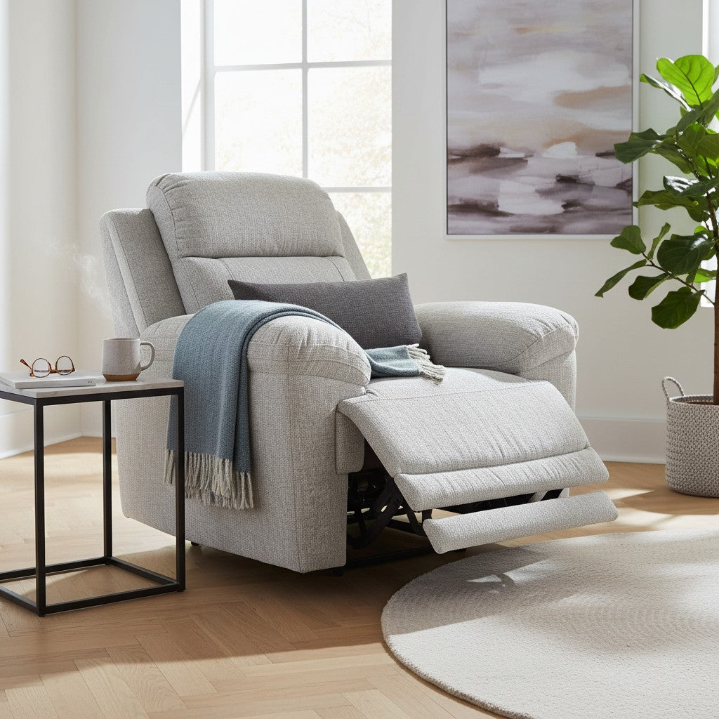 Owen Electric Recliner Beige Fabric Armchair
