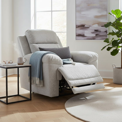 Owen Electric Recliner Beige Fabric Armchair