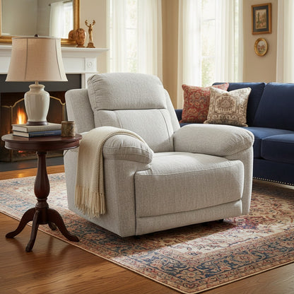 Owen Electric Recliner Beige Fabric Armchair