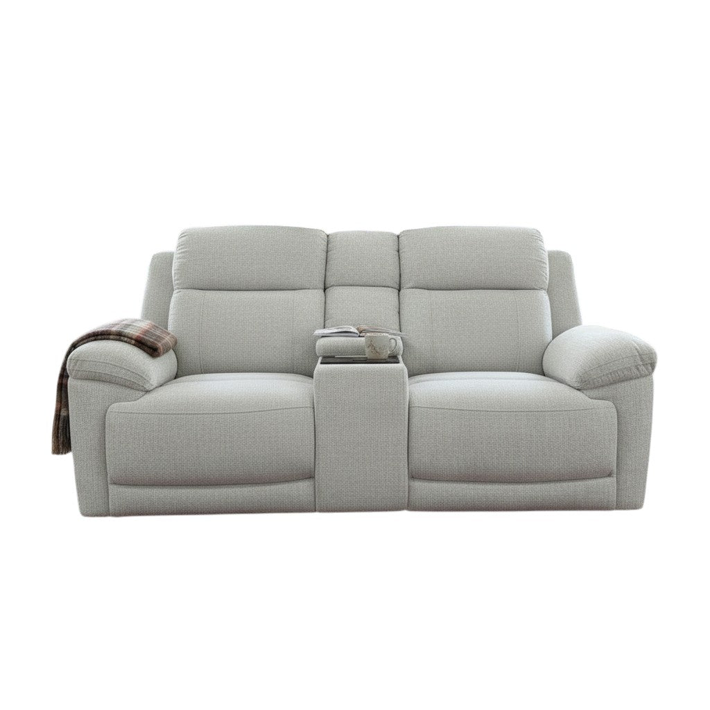 Owen Electric Recliner Beige Fabric Cinema Console 2 Seater Sofa